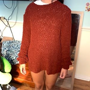 RED/BROWN POPCORN SWEATER || WORN ONCE